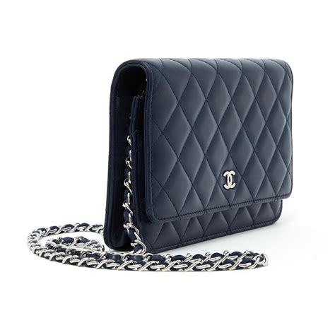 chanel navy blue wallet|chanel woc wallet.